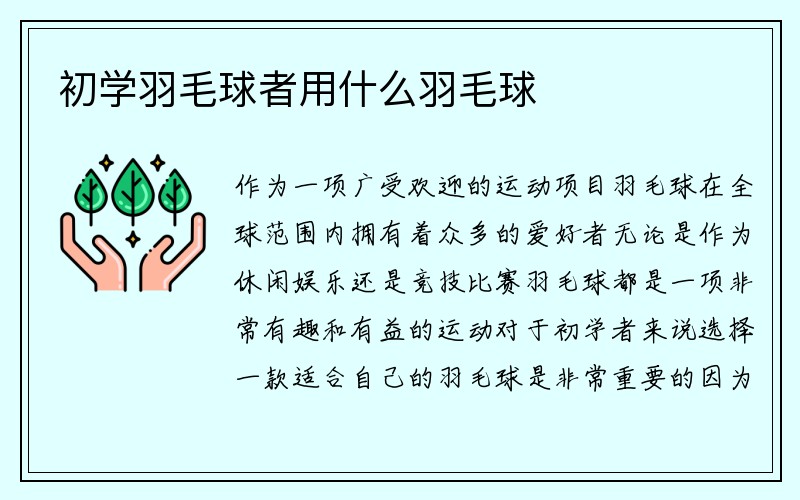 初学羽毛球者用什么羽毛球